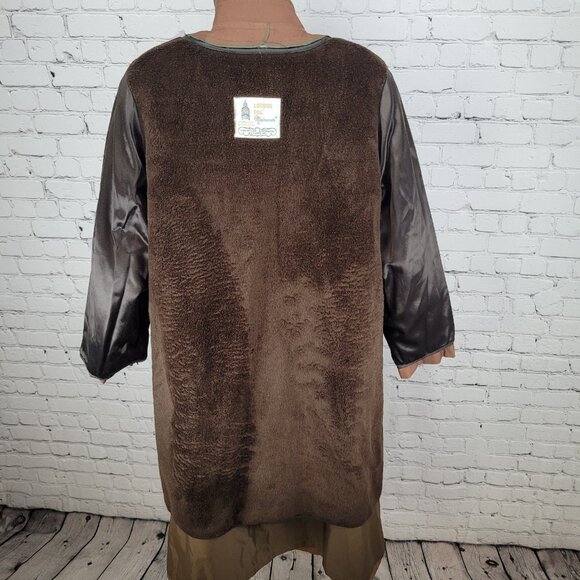 London Fog Brown Belted Faux Fur Removable Liner Buttoned Maincoat Over Coat 16R - Picture 5 of 16